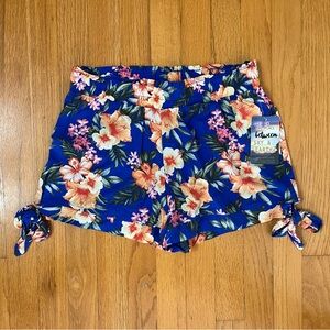 Women's Floral Blue Shorts by Bebop Clothing